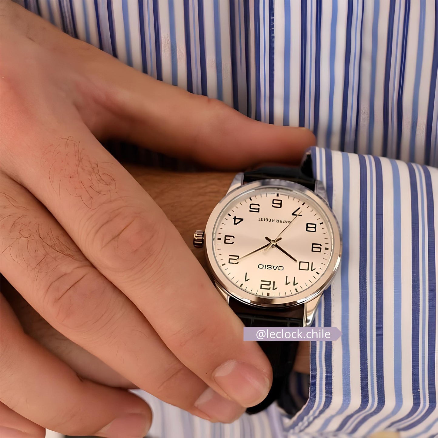 Reloj Mtp-V001l-7b Hombre Analogo Cuero